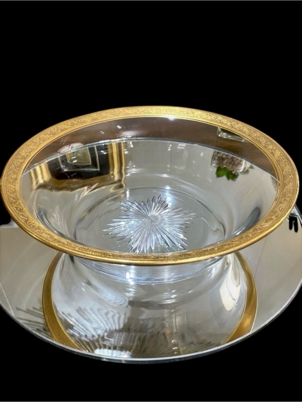 Vintage Theresienthal Minton Bernadotte Serving Bowl Gold Encrusted Rim Glass